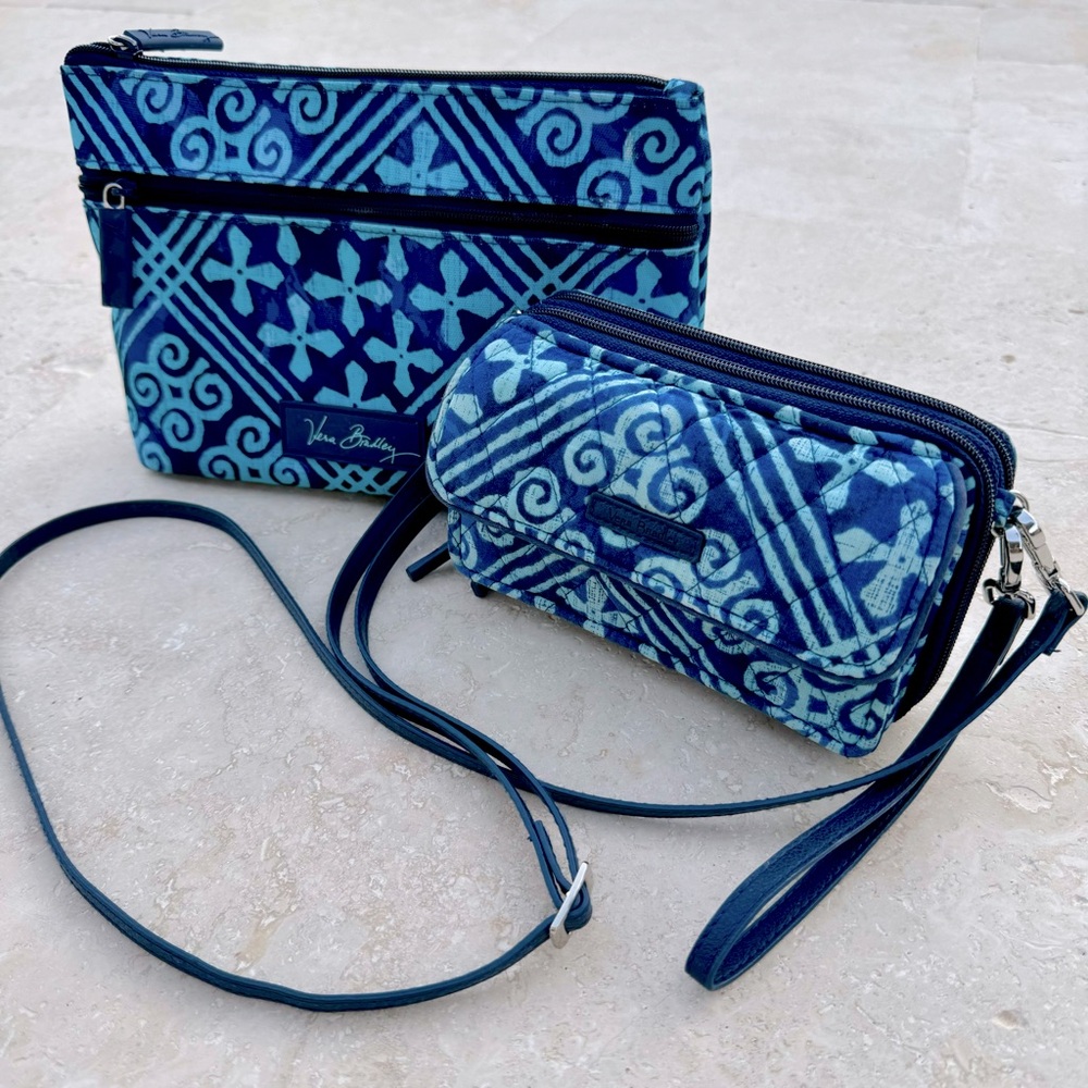 Vera Bradley RFID All in One Crossbody + Matching Pouch in Cuban Tiles Print